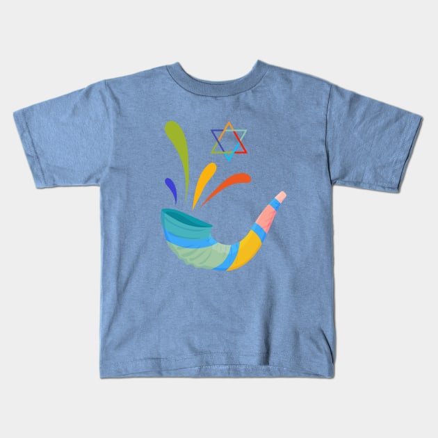 Rosh Hashanah Yom Kippur Shofar Kids T-Shirt by tatadonets